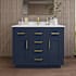 Wyndham Collection Beckett TK 42" Free Standing Single Basin Vanity Set with Cabinet and Cultured Marble Vanity Top Dark Blue / Carrara Cultured Marble Top / Brushed Gold Hardware