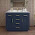 Wyndham Collection Beckett TK 42" Free Standing Single Basin Vanity Set with Cabinet and Quartz Vanity Top Dark Blue / Giotto Quartz Top / Brushed Gold Hardware