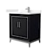 Wyndham Collection Marlena 30" Free Standing Single Basin Vanity Set with Cabinet and Cultured Marble Vanity Top Black / Carrara Cultured Marble Top / Brushed Nickel Hardware
