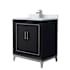 Wyndham Collection Marlena 30" Free Standing Single Basin Vanity Set with Cabinet and Marble Vanity Top Black / Brushed Nickel Hardware
