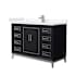 Wyndham Collection Marlena 48" Free Standing Single Basin Vanity Set with Cabinet and Cultured Marble Vanity Top Black / Carrara Cultured Marble Top / Brushed Nickel Hardware