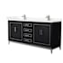 Wyndham Collection Marlena 72" Free Standing Double Basin Vanity Set with Cabinet and Cultured Marble Vanity Top Black / Carrara Cultured Marble Top / Brushed Nickel Hardware