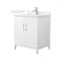 Wyndham Collection Elan 30" Free Standing Single Basin Vanity Set with Cabinet and Cultured Marble Vanity Top White / Carrara Cultured Marble Top / Brushed Nickel Hardware