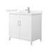 Wyndham Collection Elan 36" Free Standing Single Basin Vanity Set with Cabinet and Cultured Marble Vanity Top White / Carrara Cultured Marble Top / Brushed Nickel Hardware