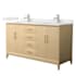 Wyndham Collection Janna 60" Free Standing Double Basin Vanity Set with Cabinet and Quartz Vanity Top White Oak / Giotto Quartz Top / Brushed Nickel Hardware