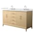 Wyndham Collection Janna 60" Free Standing Double Basin Vanity Set with Cabinet and Quartz Vanity Top White Oak / Giotto Quartz Top / Brushed Nickel Hardware