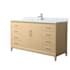 Wyndham Collection Janna 60" Free Standing Single Basin Vanity Set with Cabinet and Marble Vanity Top White Oak / Brushed Nickel Hardware