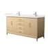 Wyndham Collection Janna 66" Free Standing Double Basin Vanity Set with Cabinet and Cultured Marble Vanity Top White Oak / Carrara Cultured Marble Top / Brushed Nickel Hardware