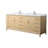 Wyndham Collection Janna 84" Free Standing Double Basin Vanity Set with Cabinet and Marble Vanity Top White Oak / Brushed Nickel Hardware