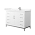 Wyndham Collection Amici 48" Free Standing Single Basin Vanity Set with Cabinet and Cultured Marble Vanity Top White / Carrara Cultured Marble Top / Brushed Nickel Hardware