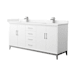Wyndham Collection Amici 72" Free Standing Double Basin Vanity Set with Cabinet and Cultured Marble Vanity Top White / Carrara Cultured Marble Top / Brushed Nickel Hardware
