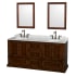 Full Vanity View with White Carrera Marble Top, Undermount Sinks, and 24" Mirrors