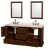 Open Vanity View with Ivory Marble Top, Undermount Sinks, and 24" Mirrors