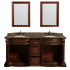 Open Front Vanity View with Baltic Brown Top and Mirrors