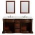 Open Front Vanity View with White Carrera Top and Mirrors