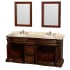 Open Vanity View with Ivory Top and Mirrors