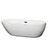 Wyndham Collection Melissa 71" Free Standing Acrylic Soaking Tub with Center Drain, Drain Assembly, and Overflow White / Matte Black Trim