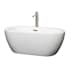 Wyndham Collection Soho 60" Free Standing Acrylic Soaking Tub with Center Drain, Drain Assembly, and Overflow - Includes Floor Mounted Tub Filler with Hand Shower White / Brushed Nickel Trim