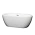 Wyndham Collection Soho 60" Free Standing Acrylic Soaking Tub with Center Drain, Pop-Up Drain Assembly, and Overflow - Tub Filler Not Included White / Brushed Nickel Trim