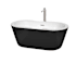 Wyndham Collection Mermaid 60" Free Standing Acrylic Soaking Tub with Center Drain, Drain Assembly, and Overflow - Includes Floor Mounted Tub Filler with Hand Shower Black / Brushed Nickel Trim