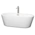 Wyndham Collection Mermaid 67" Free Standing Acrylic Soaking Tub with Center Drain, Drain Assembly, and Overflow - Includes Floor Mounted Tub Filler with Hand Shower White / Brushed Nickel Trim