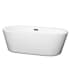 Wyndham Collection Mermaid 67" Free Standing Acrylic Soaking Tub with Center Drain, Drain Assembly, and Overflow White / Matte Black Trim