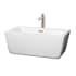 Wyndham Collection Laura 59" Free Standing Acrylic Soaking Tub with Center Drain, Drain Assembly, and Overflow - Includes Floor Mounted Tub Filler with Hand Shower White / Brushed Nickel Trim