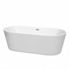 Wyndham Collection Carissa 71" Free Standing Acrylic Soaking Tub with Center Drain, Drain Assembly, and Overflow White / Brushed Nickel Trim