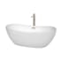 Wyndham Collection Rebecca 65" Freestanding Acrylic Soaking Tub with Center Drain, Drain Assembly, and Overflow - Includes Tub Filler with Personal Handshower White / Brushed Nickel Trim