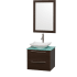 Espresso Vanity with Green Glass Top and Arista White Carrera Marble Sink