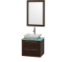 Espresso Vanity with Green Glass Top and Avalon White Carrera Marble Sink