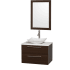 Espresso Vanity with White Stone Top and Arista White Carrera Marble Sink