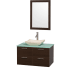 Espresso Vanity with Green Glass Top and Avalon Ivory Marble Sink