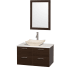 Espresso Vanity with White Stone Top and Avalon Ivory Marble Sink