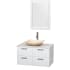 Glossy White Vanity with White Stone Top and Arista Ivory Marble Sink