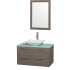 Grey Oak Vanity with Green Glass Top and Arista White Carrera Marble Sink