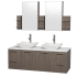 Grey Oak Vanity with White Stone Top and Avalon White Carrera Marble Sinks