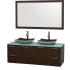 Espresso Vanity with Green Glass Top and Altair Black Granite Sinks