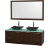 Espresso Vanity with Green Glass Top and Arista Black Granite Sinks