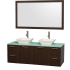 Espresso Vanity with Green Glass Top and Bone Porcelain Sinks