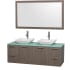 Grey Oak Vanity with Green Glass Top and Avalon White Carrera Marble Sinks