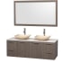 Grey Oak Vanity with White Stone Top and Arista Ivory Marble Sinks