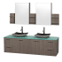 Grey Oak Vanity with Green Glass Top and Altair Black Granite Sinks