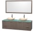 Grey Oak Vanity with Green Glass Top and Arista Ivory Marble Sinks