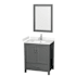 Wyndham Collection Sheffield 30" Free Standing Single Basin Vanity Set with Cabinet, Cultured Marble Vanity Top, and Framed Mirror Dark Gray / Carrara Cultured Marble Top / Brushed Chrome Hardware