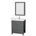Wyndham Collection Sheffield 30" Free Standing Single Basin Vanity Set with Cabinet, Cultured Marble Vanity Top, and Medicine Cabinet Dark Gray / Carrara Cultured Marble Top / Brushed Chrome Hardware