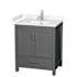 Wyndham Collection Sheffield 30" Free Standing Single Basin Vanity Set with Cabinet and Cultured Marble Vanity Top Dark Gray / Carrara Cultured Marble Top / Brushed Chrome Hardware