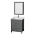 Wyndham Collection Sheffield 30" Free Standing Single Basin Vanity Set with Cabinet, Marble Vanity Top, and Medicine Cabinet Dark Gray / White Carrara Marble Top / Brushed Chrome Hardware