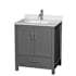 Wyndham Collection Sheffield 30" Free Standing Single Basin Vanity Set with Cabinet and Marble Vanity Top Dark Gray / White Carrara Marble Top / Brushed Chrome Hardware