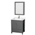 Wyndham Collection Sheffield 30" Free Standing Single Basin Vanity Set with Cabinet, Quartz Vanity Top, and Medicine Cabinet Dark Gray / Giotto Quartz Top / Brushed Chrome Hardware